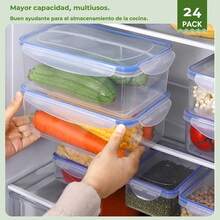 Juego de 24 Piezas Recipientes Herméticos para Almacenar con Tapa, Etiquetas de Pizarrón y Marcador, Tupper, Toppers para lunch, Tuppers Herméticos para lunch, Tupperware, Topers Lonchera Comida - transparente - Ver 2
