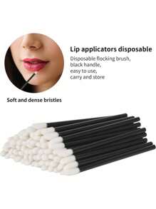 500 pezzi/50 pezzi Applicatore monouso nero per rossetto, kit di strumenti per l'applicazione di rossetto e lucidalabbra - nero - Visualizzare 4