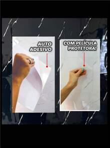 KIT COM 15 PLACAS MARMORE ADESIVAS ALTO BRILHO PAREDE E PISO - Branco - Visão 11
