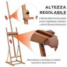 Vinsetto Cavalletto Pittura Grande in Legno di Faggio, Cavalletto da Disegno Regolabile con Vano Contenitore, 53x50.5x171-230cm - Beige - Visualizzare 4