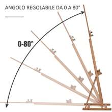 Vinsetto Cavalletto Pittura Grande in Legno di Faggio, Cavalletto da Disegno Regolabile con Vano Contenitore, 53x50.5x171-230cm - Beige - Visualizzare 5