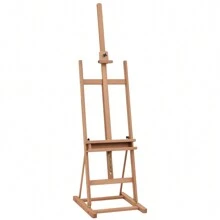 Vinsetto Cavalletto Pittura Grande in Legno di Faggio, Cavalletto da Disegno Regolabile con Vano Contenitore, 53x50.5x171-230cm - Beige - Visualizzare 2