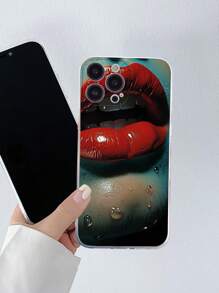 1入組多彩透明tpu外殼,細孔設計和性感唇印,適用於iphone - 彩色 - 查看 3