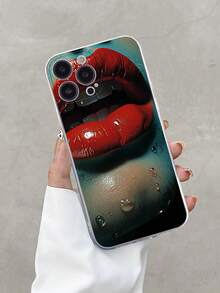 1入組多彩透明tpu外殼,細孔設計和性感唇印,適用於iphone - 彩色 - 查看 1