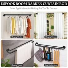 1pc Blackout Wrap Around Double Long Curtain Rods For Windows, 6/8 Inch Room Darkening Curtain Rod, Black\Silver\Gold - 黑色 - 查看 7