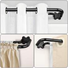 1pc Blackout Wrap Around Double Long Curtain Rods For Windows, 6/8 Inch Room Darkening Curtain Rod, Black\Silver\Gold - 黑色 - 查看 3