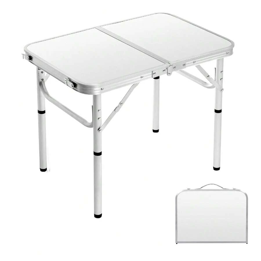 Mesa Plegable Portátil Tipo Aluminio Jardín Portátil Exterio - Blanco - Ver 1