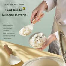 1入組矽膠飯勺，非粘性電飯煲專用，立體家庭飯勺，白飯勺子，高溫耐性飯勺
