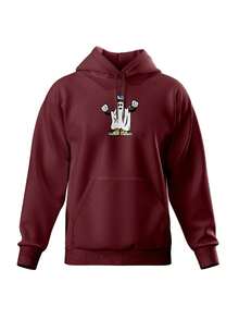 Men Hoodie & Sweatshirt Co-Ords - 酒紅色 - 查看 2