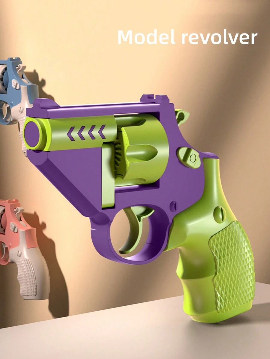 1pc Revolver Pistol Model, Plastic Stress Relief Gun (No Bullets), 3d Printed Carrot Revolver Pistol - Multicolor - View 1