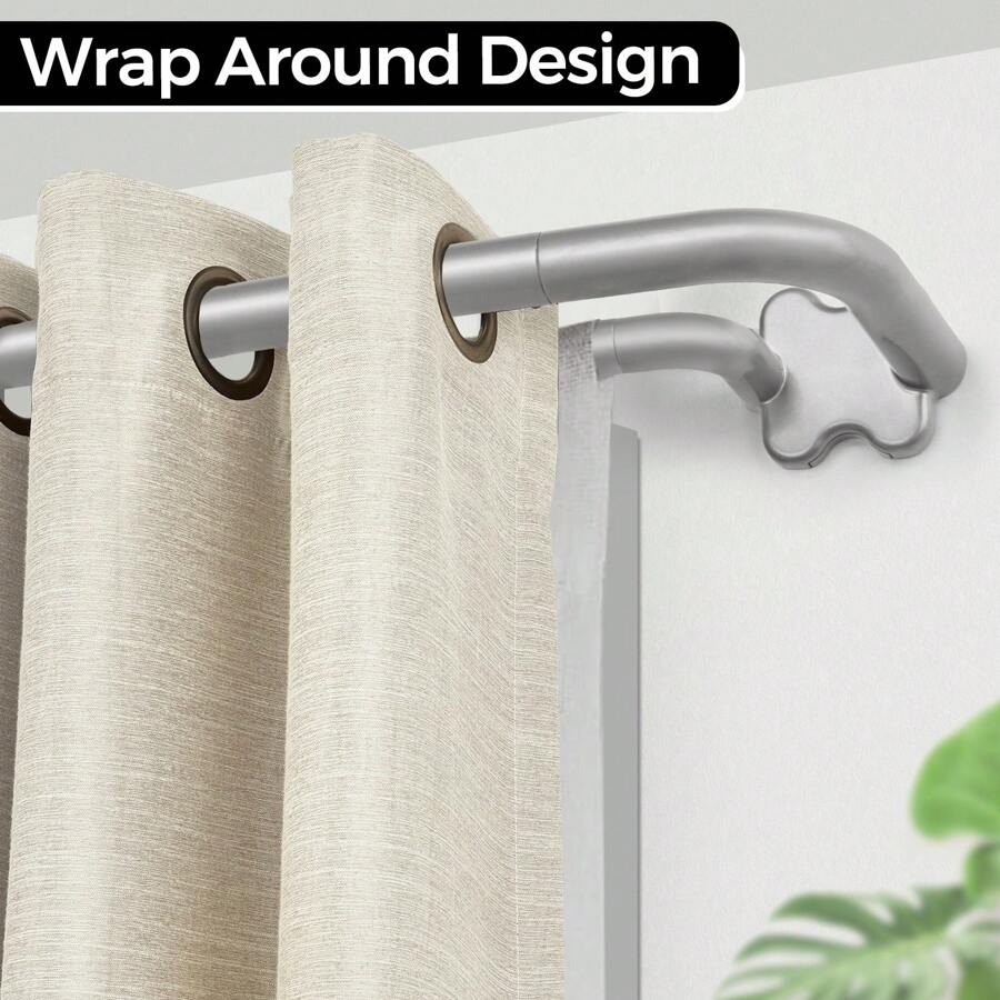 1pc Blackout Wrap Around Double Long Curtain Rods For Windows, 6/8 Inch Room Darkening Curtain Rod, Black\Silver\Gold - 古董銀 - 查看 1