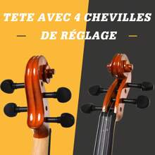 HOMCOM Violon 4/4 pleine grandeur avec étui, accordeur, épaulière, archet, colophane, cordes rechange et chiffon contreplaqué épicéa et érable - Marron - Voir 5