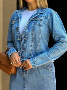 Women Denim Jackets & Coats - Rửa trung bình - Xem 4