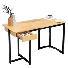 48" Computer Desk With Metal Frame And Adjustable Pads - 自然的 - 查看 3