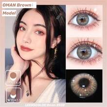 2pcs/Pack Oman Grey Contact Lenses, Fusion Style, Sweet & Cute, Natural Look, Myopia, New Arrival - Brown - View 5