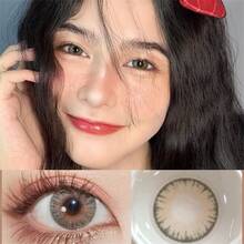 2pcs/Pack Oman Grey Contact Lenses, Fusion Style, Sweet & Cute, Natural Look, Myopia, New Arrival - Brown - View 7