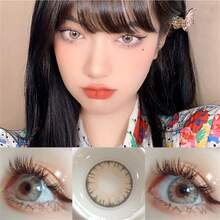 2pcs/Pack Oman Grey Contact Lenses, Fusion Style, Sweet & Cute, Natural Look, Myopia, New Arrival - Brown - View 4