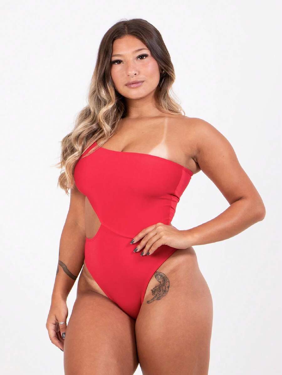 Women Swim Dresses - 紅色 - 查看 1