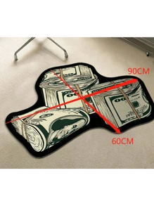 1 tấm thảm chùi chân hình tờ đô la 3D sáng tạo, mới, thảm trang trí cho phòng khách, phòng ngủ, lối vào, nhiều mẫu mã, có thể giặt được - Màu Khaki - Xem 4