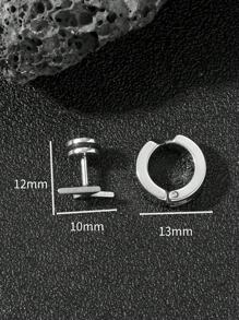 2pcs Fashionable Stainless Steel Lightning Bolt Spiral Earring For Men - White - View 4