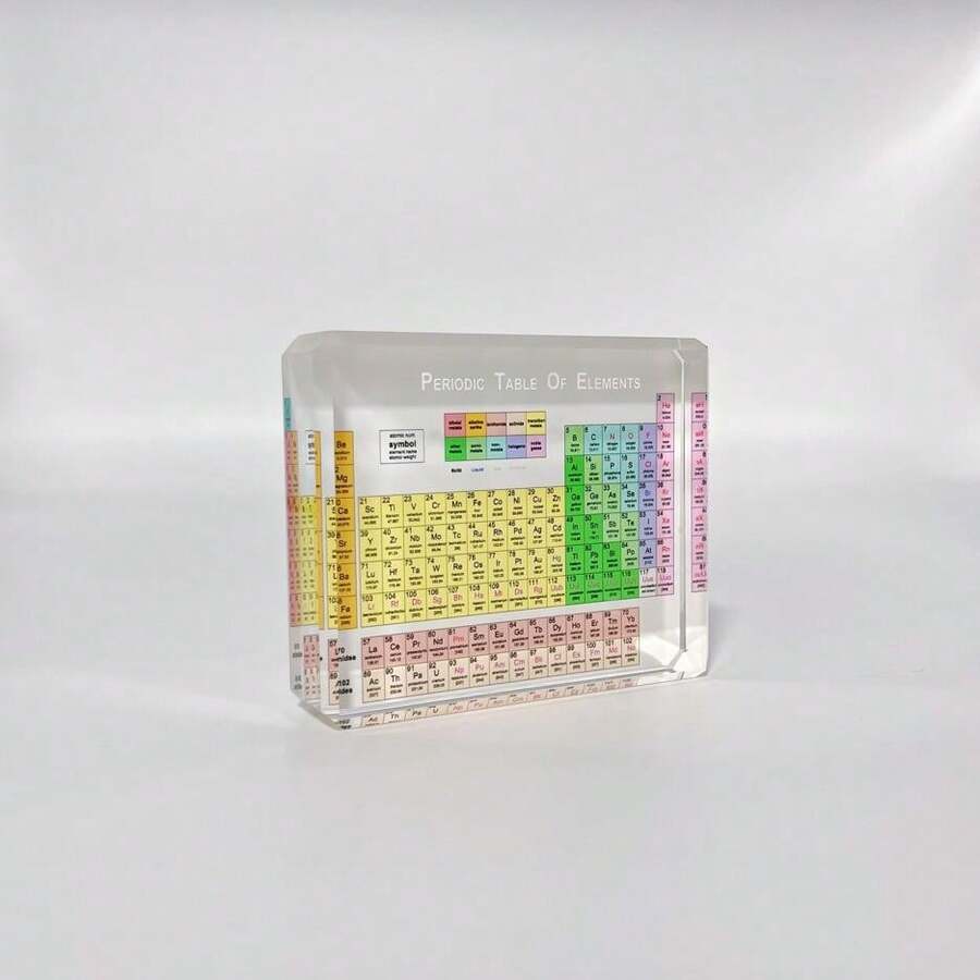 1入組k9水晶元素週期表教育工具,含真實元素3.94in/10cm化學元素週期表桌上裝飾品,包括真實元素樣本,工藝裝飾教學工具禮物,適用於教師,化學愛好者 - 彩色 - 查看 1