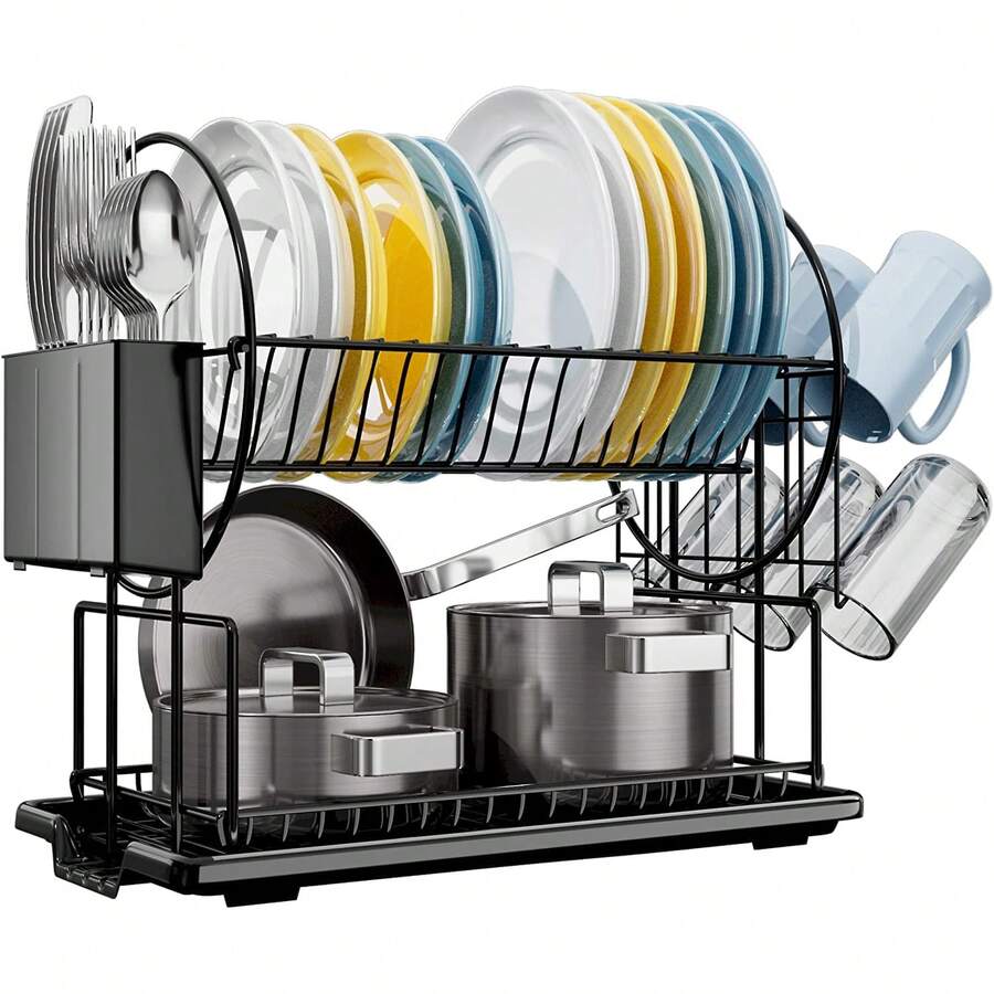 Escurreplatos Acero Inoxidable Cocina, Función de Drenaje Automático Escurridor de Platos para Fregadero, Escurre Platos Armarios, Escurreplatos Negro - Multicolor - Ver 1