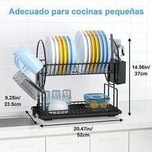 Escurreplatos Acero Inoxidable Cocina, Función de Drenaje Automático Escurridor de Platos para Fregadero, Escurre Platos Armarios, Escurreplatos Negro - Multicolor - Ver 2