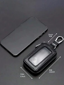 1pc Universal Car Key Protector Case, Smart Car Key Holder Storage Pouch, Suitable For Remote Control Key, Car Key Chain, Car Key Fob, Coin Purse, Metal Hook Keyring Wallet Zipper Bag, Keeps Your Car Keys ! Travel Accessory, Outdoor Gear - Black - View 5