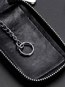 1pc Universal Car Key Protector Case, Smart Car Key Holder Storage Pouch, Suitable For Remote Control Key, Car Key Chain, Car Key Fob, Coin Purse, Metal Hook Keyring Wallet Zipper Bag, Keeps Your Car Keys ! Travel Accessory, Outdoor Gear - Black - View 7