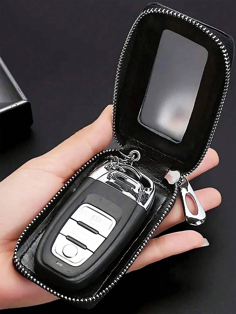 1pc Universal Car Key Protector Case, Smart Car Key Holder Storage Pouch, Suitable For Remote Control Key, Car Key Chain, Car Key Fob, Coin Purse, Metal Hook Keyring Wallet Zipper Bag, Keeps Your Car Keys ! Travel Accessory, Outdoor Gear