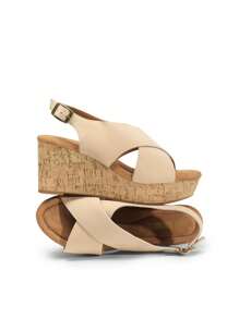 Women's Platform Wedge Sandals Comfortable Ankle Strap Sandals Casual Dressy Summer Shoes - 杏色 - 查看 9