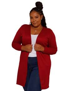Plus Size Cardigans - Burgundy - View 2