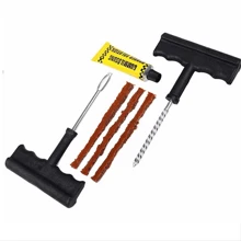 Kit Reparo Remendo para Pneu de Carro e Moto Macarrão Inserto e Escareador e acessórios 8 pçs - Marrom - Visão 3