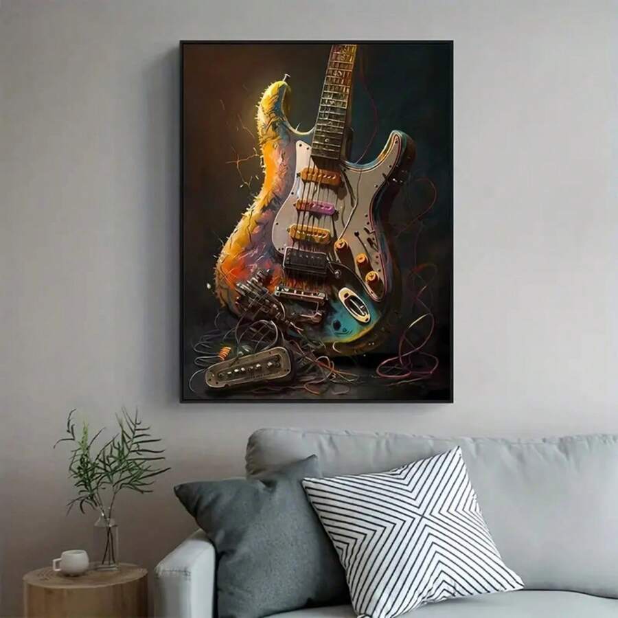 1 Miếng Đàn ghi ta Áp phích - Điện lực Đàn ghi ta Mẫu Tranh Canvas Nghệ Thuật Treo Tường Đối với Âm nhạc Cửa hàng , Phòng ngủ , Phòng khách - Nhà  Đồ trang trí , Khung trang trí - Nhiều màu - Xem 1
