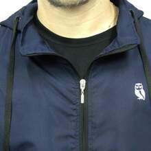 Jaqueta Corta Vento Poliester Tecido Leve Preto e Branco Casual - Azul - Visão 8