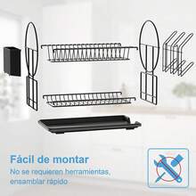 Escurreplatos Acero Inoxidable Cocina, Función de Drenaje Automático Escurridor de Platos para Fregadero, Escurre Platos Armarios, Escurreplatos Negro - Multicolor - Ver 3