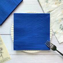 20pcs/Pack Navy Blue, Dark Green, Black Disposable Napkins Made Of Virgin Wood Pulp (6.5*6.5inch), Suitable For Engagement Ceremony, Wedding, Anniversary, Birthday Party, Valentine's Day And Other Holiday Celebrations, Hotels, Restaurants, Bars, Tableware, Disposable Supplies - Royal Blue - View 2