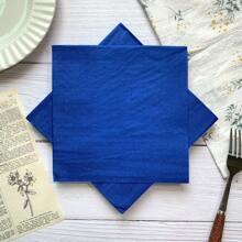20pcs/Pack Navy Blue, Dark Green, Black Disposable Napkins Made Of Virgin Wood Pulp (6.5*6.5inch), Suitable For Engagement Ceremony, Wedding, Anniversary, Birthday Party, Valentine's Day And Other Holiday Celebrations, Hotels, Restaurants, Bars, Tableware, Disposable Supplies - Royal Blue - View 3