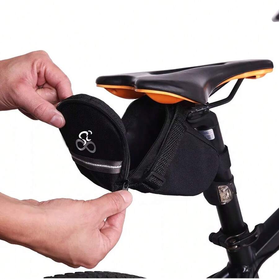 Bolsinha De Selim Afunilada Para Bike Bicicleta Mtb E Speed - Preto - Visão 1