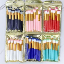 6 paquetes de brochas kabuki con 10 pzs cada paquete, colores surtidos - Multicolor - Ver 2