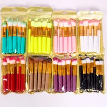 6 paquetes de brochas kabuki con 10 pzs cada paquete, colores surtidos - Multicolor - Ver 4