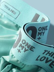 Men's 4pcs/Pack Comfortable And Breathable Ice Silk Boxer Briefs With Letter Elastic Waistband And U-Fly Design - Multicolor - View 5