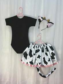 Disfraz de Primavera Para Niña Vaca Vaquita Animalitos Tutú y Leotardo - Blanco y Negro - Ver 2