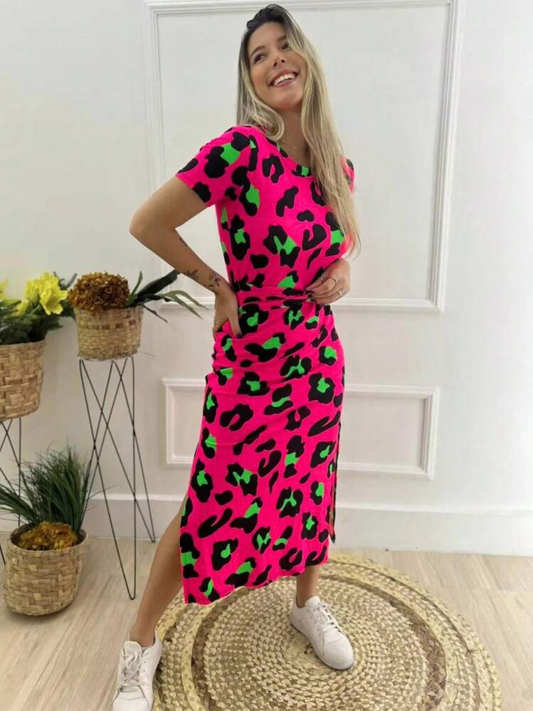 Women Dresses - Hồng phối xanh và đen - Xem 3