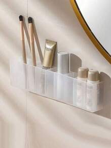 1pc Wall-Mounted Storage Box For Storing Cosmetic Jewelry, Makeup Tools In The Bathroom, Minimalist Design - Clear - View 3