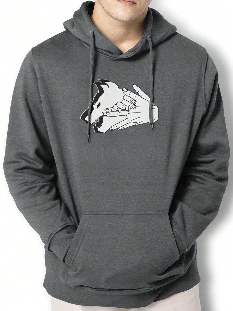 Men Hoodies - 深灰色 - 查看 1