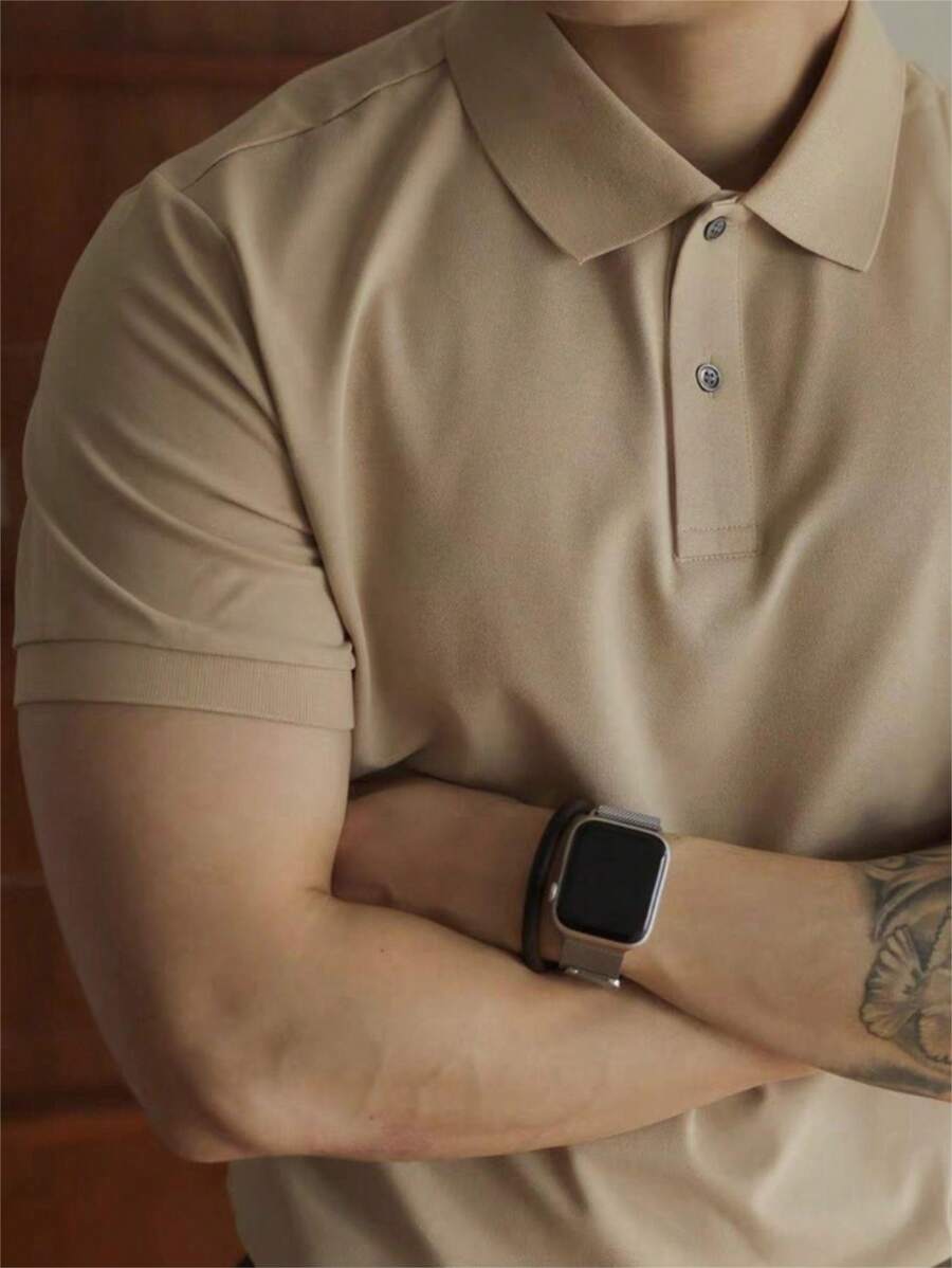 Men Polo Shirts - 駝色 - 查看 1