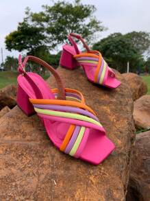 Women Heeled Sandals - 玫紅色 - 查看 1