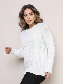Women Knit Tops - trắng - Xem 3
