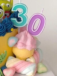 1pc Macaron Color Number Candle 0-9 Random Color Birthday Cake Decor Digital Candle,Christmas - Multicolor - View 2